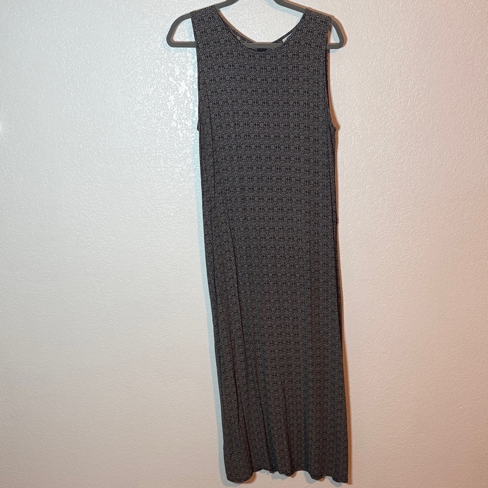 Old Navy Black Gray Geometric Print 90s Style Maxi Dress Size 16